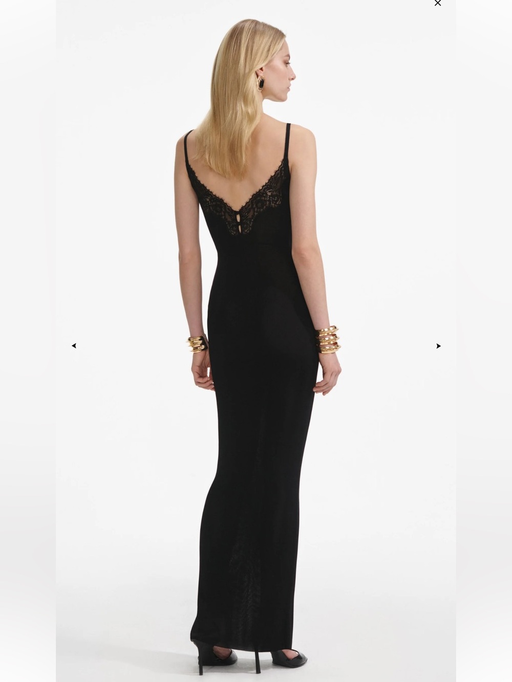 Self-Portrait BLACK VISCOSE KNIT MAXI DRESS - Picture 3 of 8